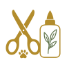 Icon Schere Klebstoff und Pfotenabdruck